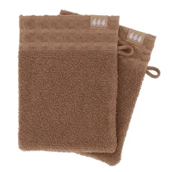 TENDANCE Lot de 2 gants de toilette coton (15 x 21 cm) Season Color Caramel