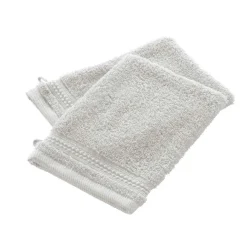 EMINZA Lot de 2 gants de toilette coton bio (15 x 21 cm) Méline chantilly Blanc Best