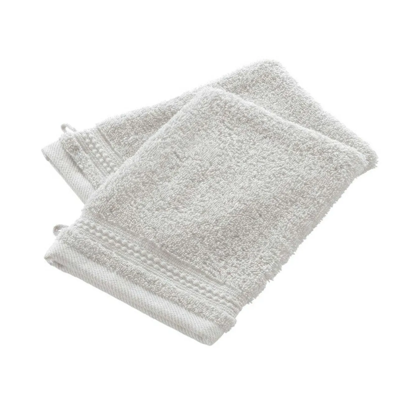 EMINZA Lot de 2 gants de toilette coton bio (15 x 21 cm) Méline chantilly Blanc Best