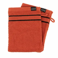 TENDANCE Lot de 2 gants de toilette coton (15 x 21 cm) Black Line Joia / noir Terracotta