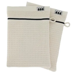 TENDANCE Lot de 2 gants de toilette coton nid d'abeille (15 x 21 cm) Japandi Beige