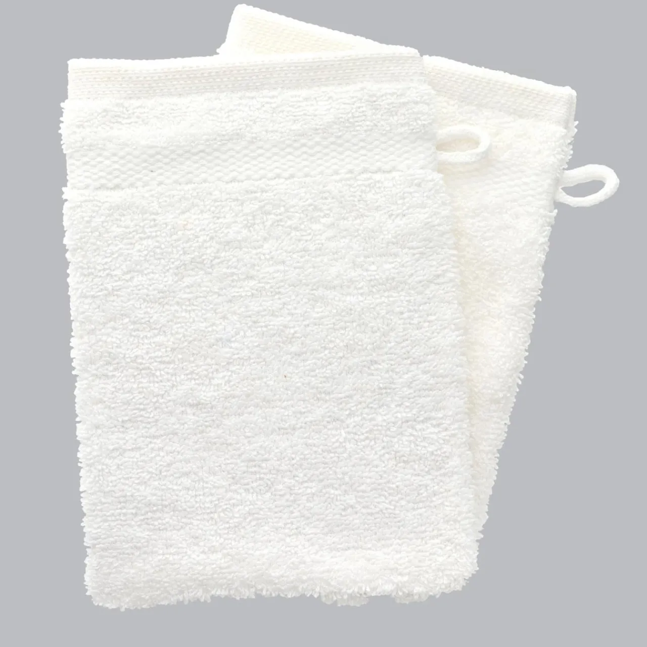 TENDANCE Lot de 2 gants de toilette coton (15 x 21 cm) Timeless Blanc Best