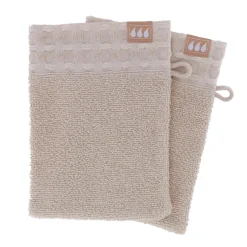 TENDANCE Lot de 2 gants de toilette coton (15 x 21 cm) Season Color Beige Hot