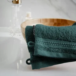 EMINZA Lot de 2 gants de toilette coton bio (15 x 21 cm) Méline Vert émeraude Online