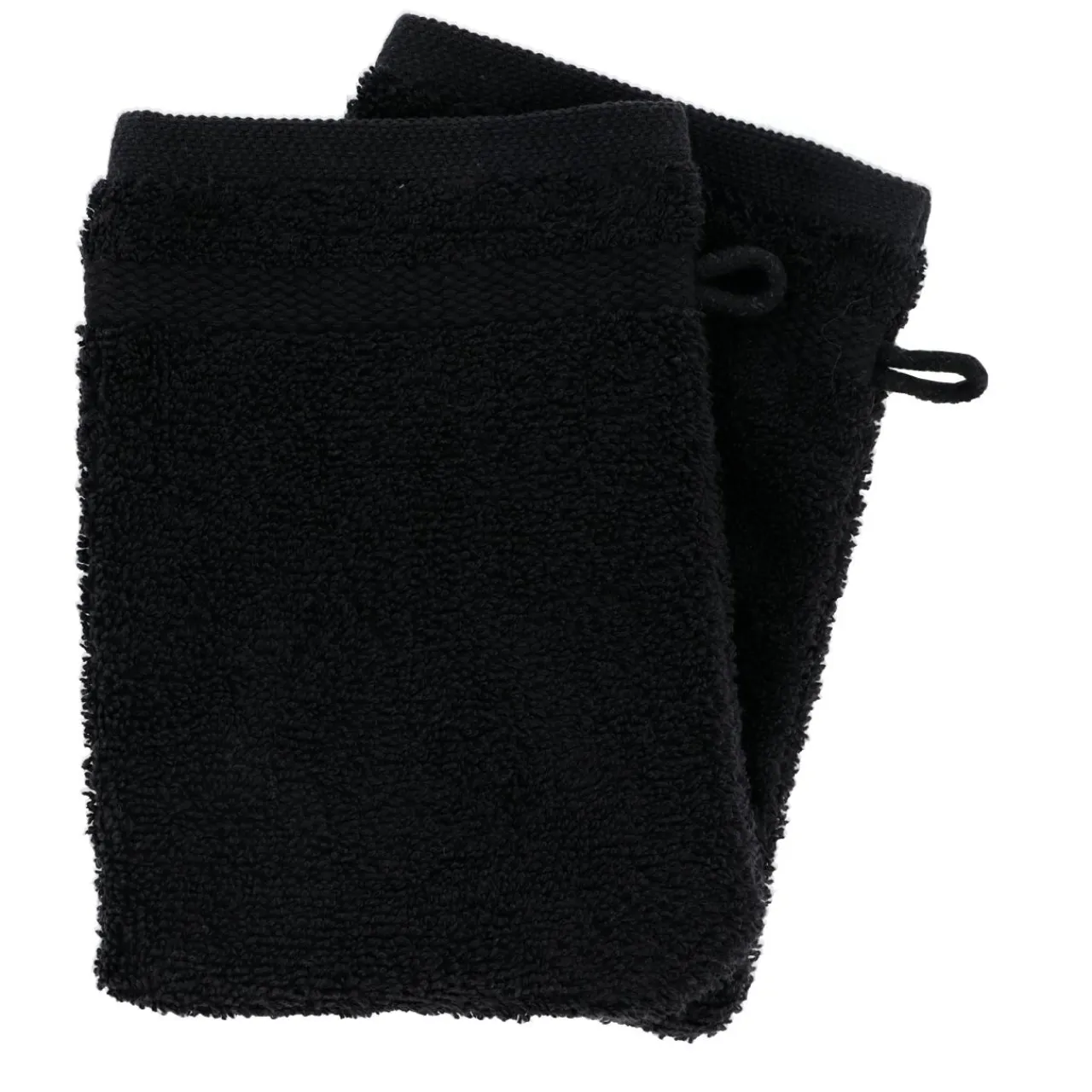 TENDANCE Lot de 2 gants de toilette coton (15 x 21 cm) Timeless Noir Outlet