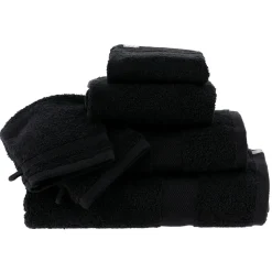 TENDANCE Lot de 2 gants de toilette coton (15 x 21 cm) Timeless Noir Outlet