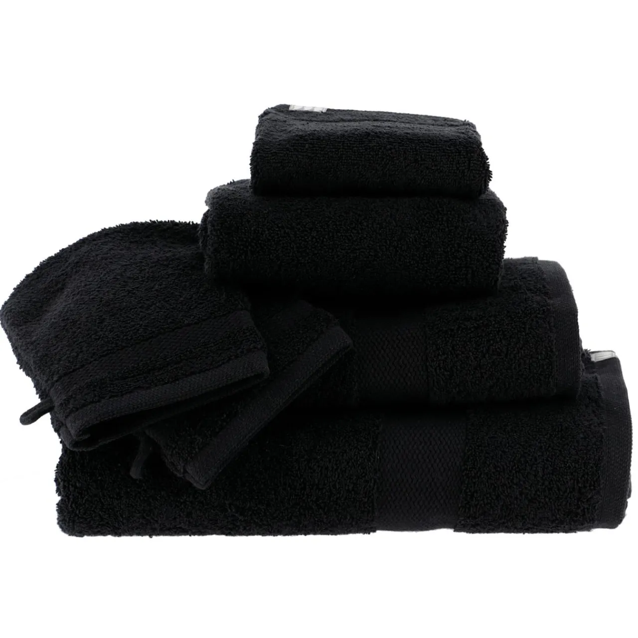 TENDANCE Lot de 2 gants de toilette coton (15 x 21 cm) Timeless Noir Outlet