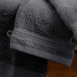 EMINZA Lot de 2 gants de toilette coton bio (15 x 21 cm) Méline Gris orage Gris foncé Clearance