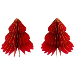 JJA Lot de 2 minis Sapins décoratifs (H6 cm) papier magnétique Rouge Discount