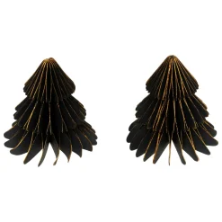 JJA Lot de 2 minis Sapins décoratifs (H6 cm) Papier magnétique Noir Discount
