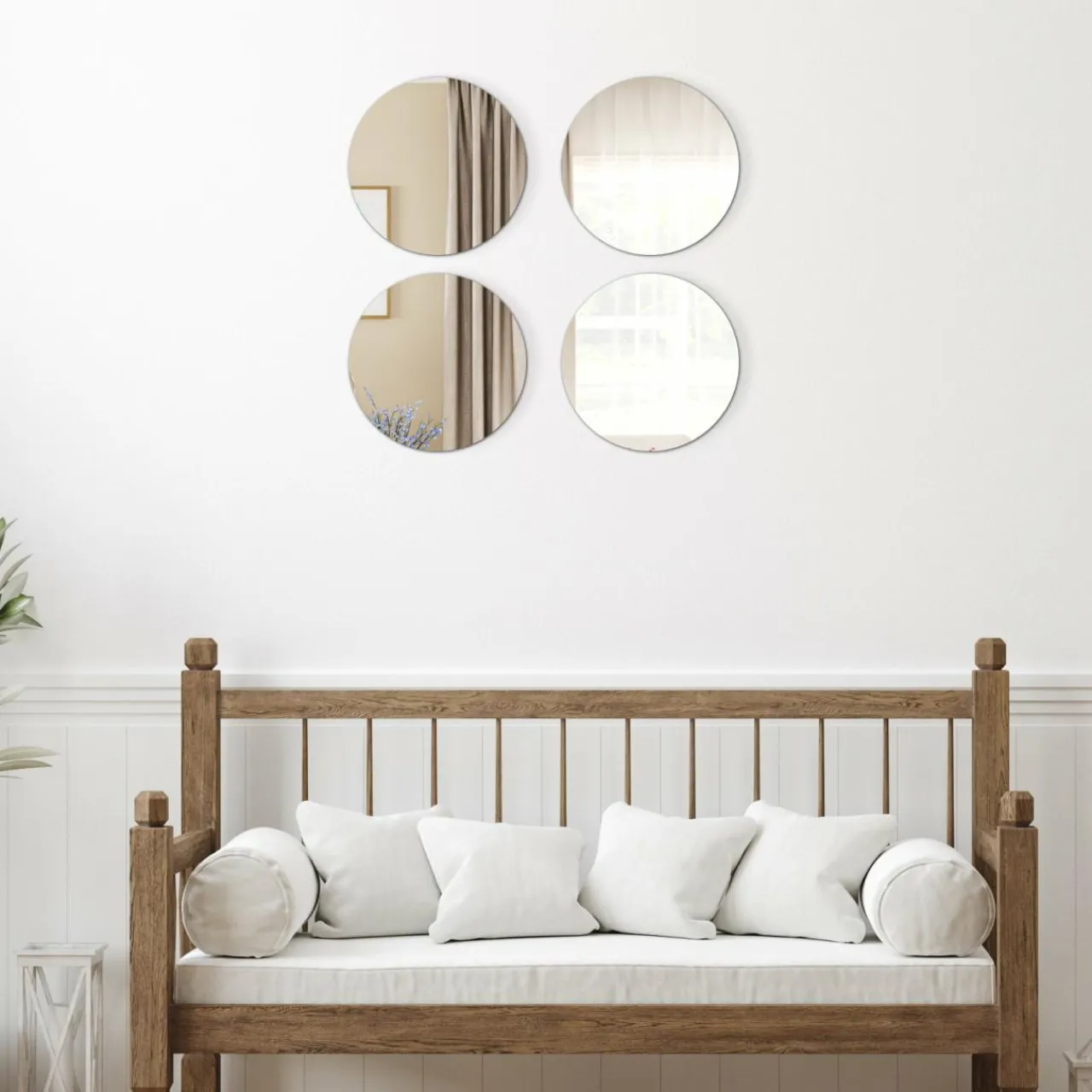 TENDANCE Lot de 4 miroirs adhésifs (D30 cm) Ronds Outlet