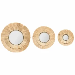 ATMOSPHERA Lot de 3 miroirs (D20-30-40 cm) Alba Naturel Hot