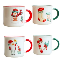 KOOPMAN Lot de 4 Mugs de Noël Noël douceur Multicolore Hot