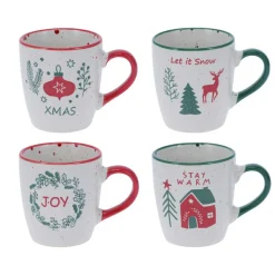 KOOPMAN Lot de 4 Mugs de Noël Noël gourmand Multicolore Discount