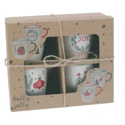 KOOPMAN Lot de 4 Mugs de Noël Noël gourmand Multicolore Discount