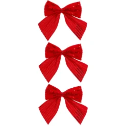 JJA Lot de 3 noeuds de Noël (h9 cm) Prestige sequins Rouge Sale
