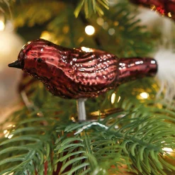 KAEMINGK Lot de 3 oiseaux en verre (H8 cm) Christmas Bird Rouge Discount