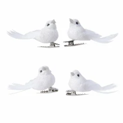 KAEMINGK Lot de 4 oiseaux (H5 cm) Caribana Blanc Outlet
