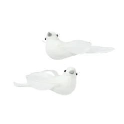 KAEMINGK Lot de 2 Oiseaux sur pince (L11 cm) Niseko d'hiver Blanc Clearance
