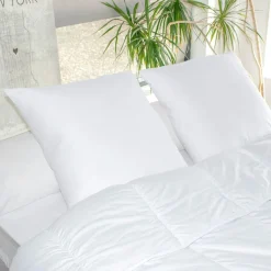EMINZA Lot de 2 oreillers carrés moelleux (60 x 60 cm) Respirants Blanc