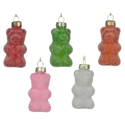KAEMINGK Lot de 5 Oursons en verre (H8 cm) Bonbons Gourmandise Multicolore Clearance