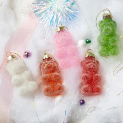 KAEMINGK Lot de 5 Oursons en verre (H8 cm) Bonbons Gourmandise Multicolore Clearance