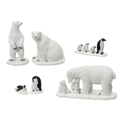 KAEMINGK Lot de 3 ours polaires et 3 pingouins pour village de Noël Online