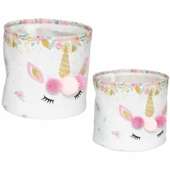 Atmosphera createur d'interieur for kids Lot de 2 paniers de rangement enfant Licorne Rose New