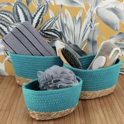 TENDANCE Lot de 3 paniers de rangement (H13 cm) Timeless caraïbes Vert New
