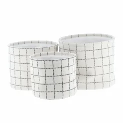 TENDANCE Lot de 3 paniers de rangement (H17 cm) Carreaux Blanc Outlet