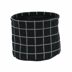 TENDANCE Lot de 3 paniers de rangement (H17 cm) Carreaux Noir