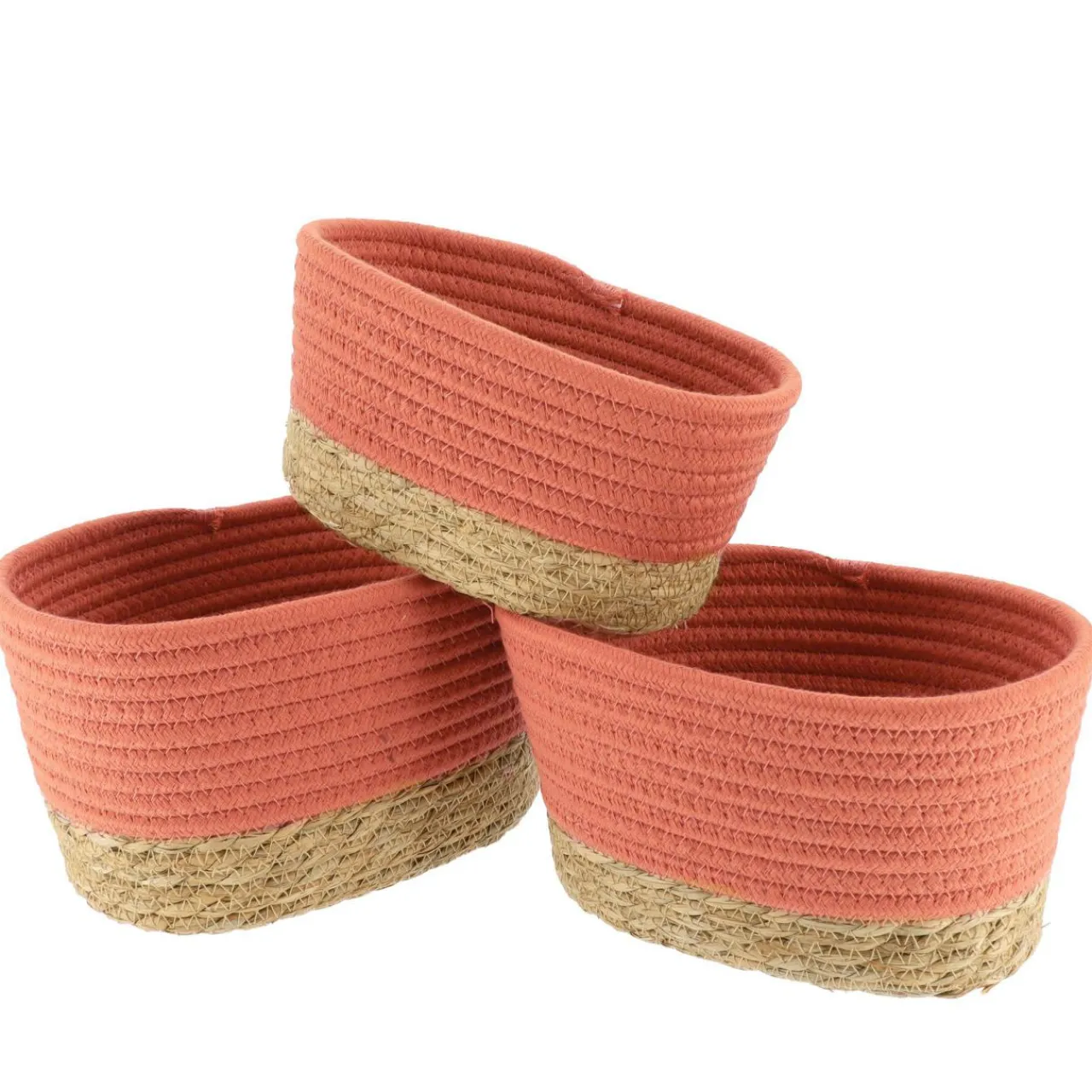 TENDANCE Lot de 3 paniers de rangement (H13 cm) Timeless Terracotta