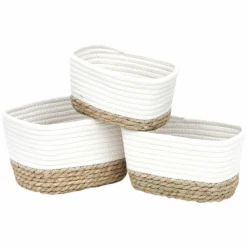 TENDANCE Lot de 3 paniers de rangement (H13 cm) Timeless Blanc New