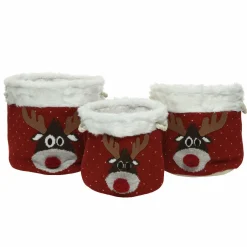 KAEMINGK Lot de 3 paniers de rangement (H35 cm) Têtes de Renne Rouge Online