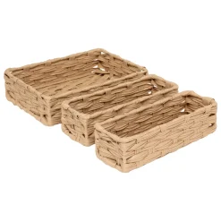 5 Five Simply Smart Lot de 3 paniers de rangement tressés bas (27 x 20 cm) Garlic Beige New