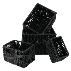 TENDANCE Lot de 4 paniers de rangement (21 x H14 cm) Paper Noir Best