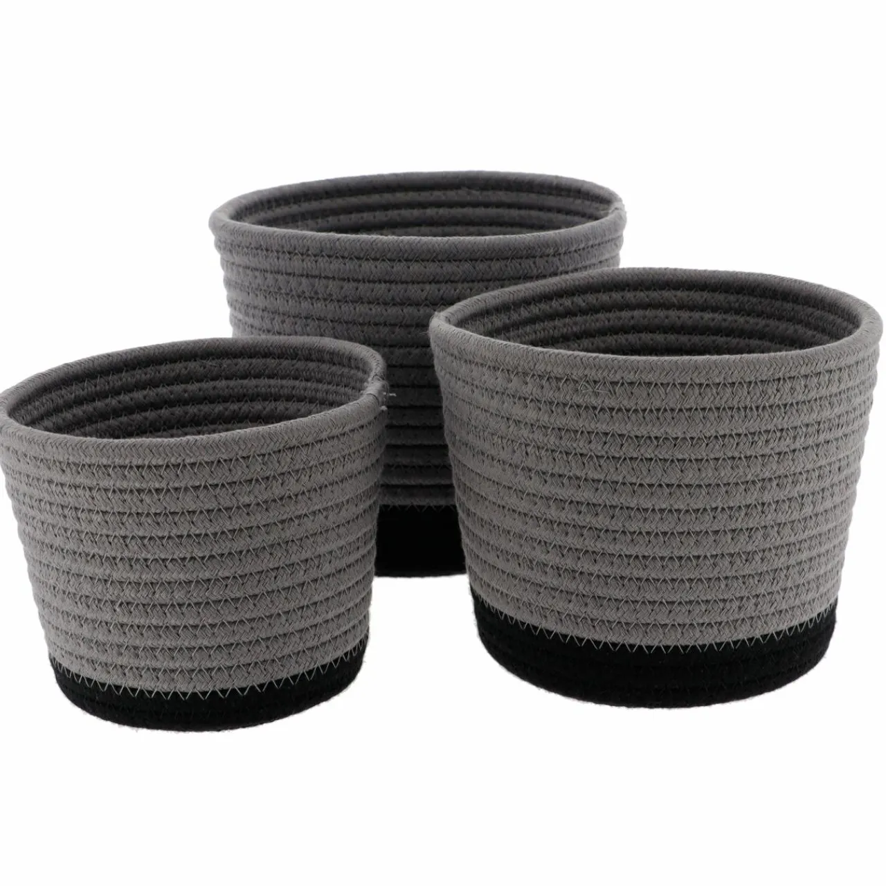 TENDANCE Lot de 3 paniers (H16 cm) Black Line /Noir Gris New