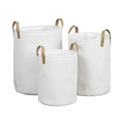 TENDANCE Lot de 3 paniers à linge bouclette (H54 cm) Avoriaz Blanc Clearance
