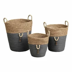 TENDANCE Lot de 3 paniers à linge (H45 cm) Jya Gris Hot