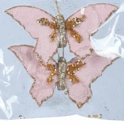 KAEMINGK Lot de 2 papillons (H6 cm) Leïla Rose Outlet