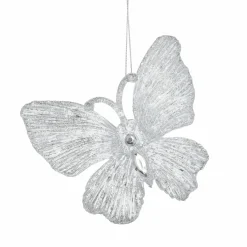 KOOPMAN Lot de 2 papillons (H10,5 cm) Souy pailletés Argent Online