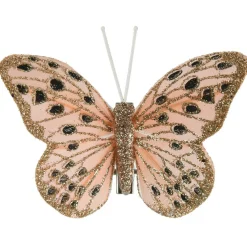 KAEMINGK Lot de 4 Papillons sur pince (H6 cm) Papillon des neiges Rose poudré Discount