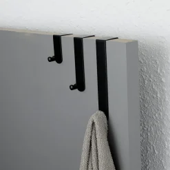 TENDANCE Lot de 3 patères de porte acier inoxydable (H7-13-19 cm) Noir Best