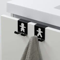TENDANCE Lot de 2 patères à suspendre métal (H5 cm) Bonhommes Noir Outlet