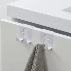 TENDANCE Lot de 2 patères à suspendre métal (H4,8 cm) Bonhommes Blanc Outlet