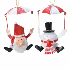 KAEMINGK Lot de 2 personnages à suspendre (H12 cm) Messieurs rigolos Rouge Outlet