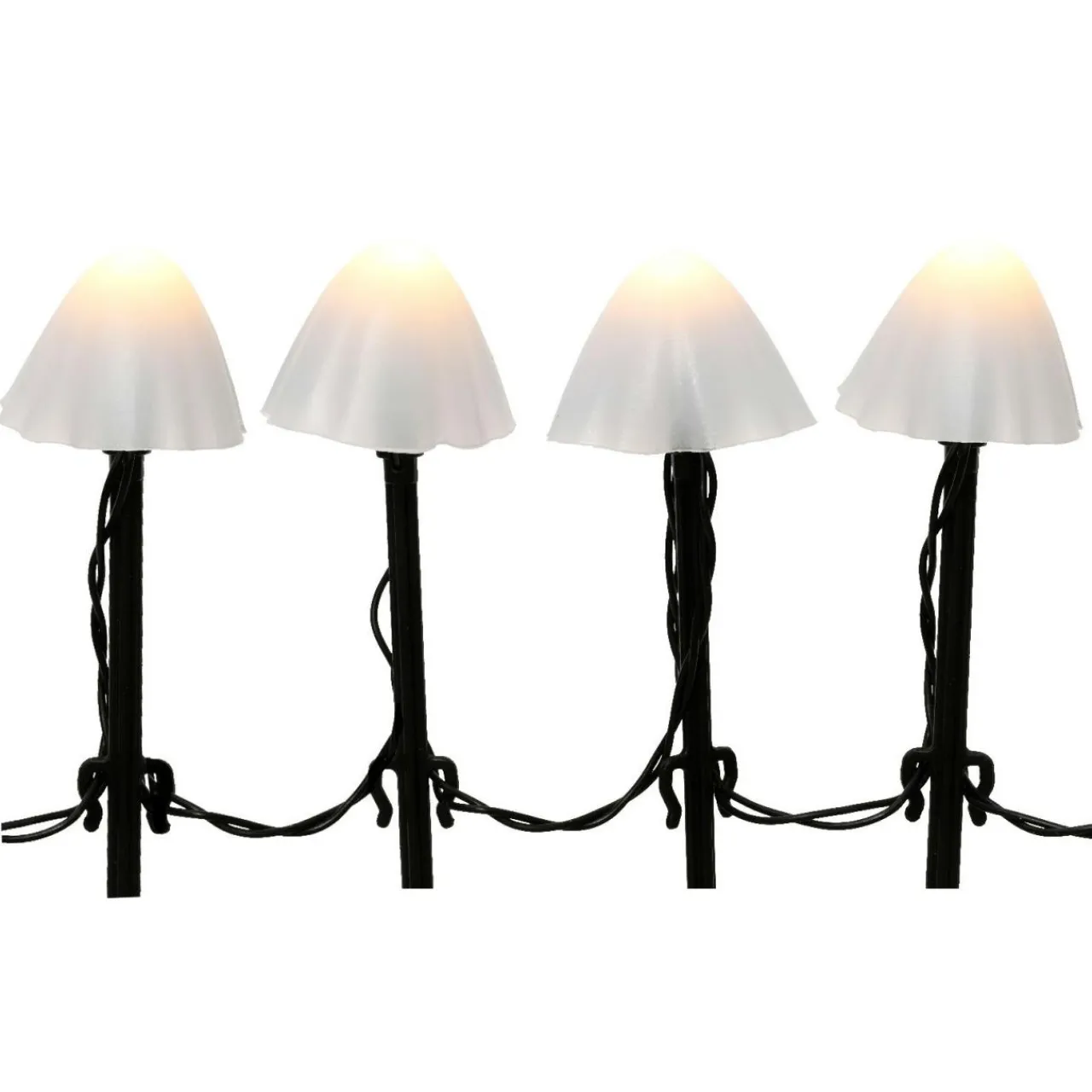 #N/A Lot de 4 pics lumineux à piles 20 LED Champignons (H20 cm) chaud Blanc Clearance