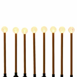 #N/A Lot de 8 pics lumineux à piles Sphères LED (H20 cm) Blanc chaud Marron