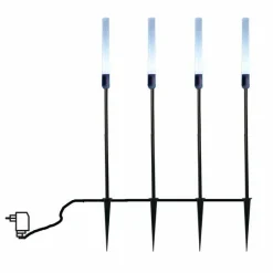 BLACHERE Lot de 4 piques lumineux de jardin (H51,5 cm) Cylindre Blanc froid Noir Best