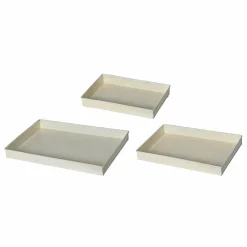 #N/A Lot de 3 plateaux décoratifs (34 x 24 cm) Fleurs d'Ésmée Crème Beige